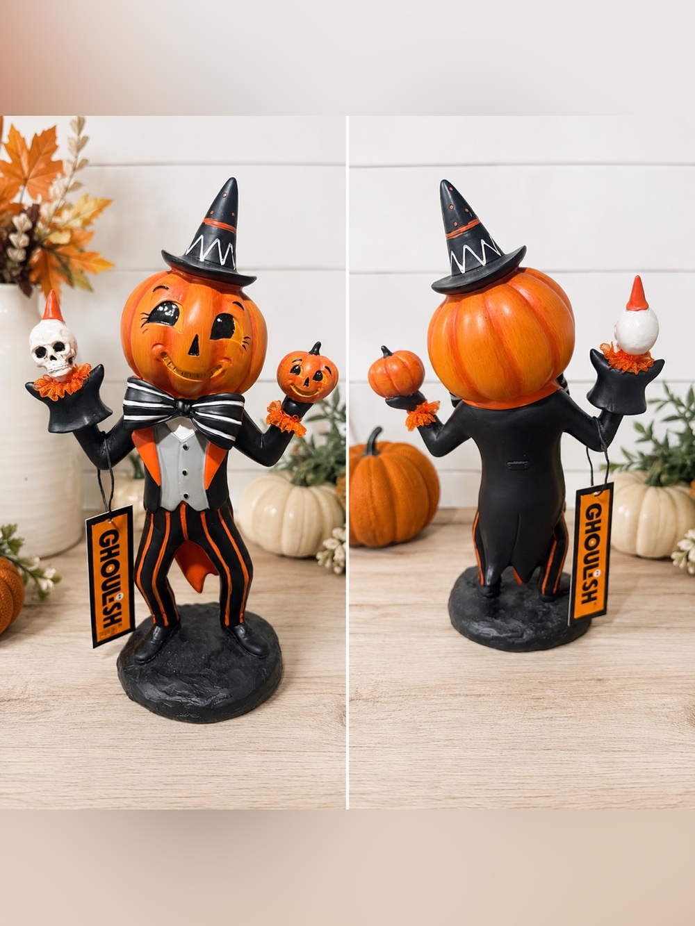 🎃 Ghoul-ish Pumpkin Man Halloween Figurine – Whimsical Vintage Style 🎃 NwT